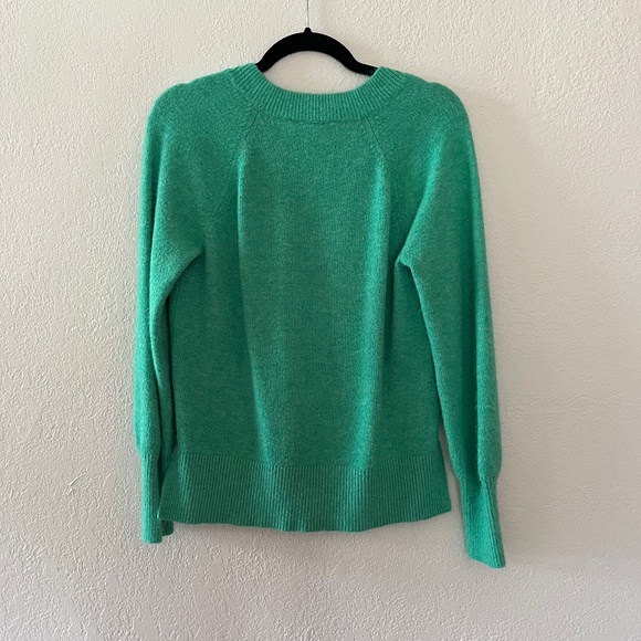 Loft Fuzzy Green V-neck Sweater - Picture 2 of 4